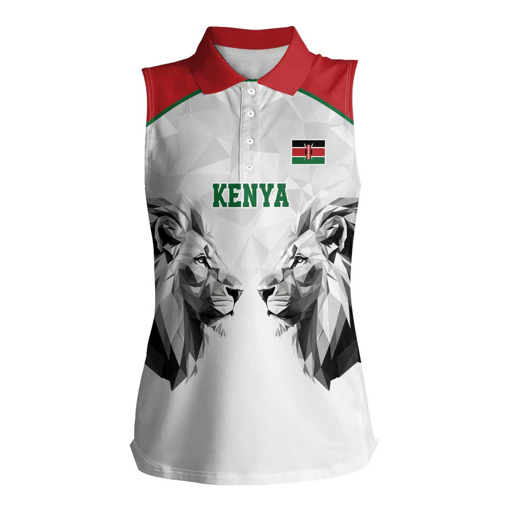 Kenya Rugby Custom Women Sleeveless Polo Shirt White Kenyan 22-23 Motif - Wonder Print Shop