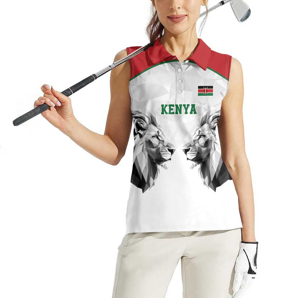 Kenya Rugby Custom Women Sleeveless Polo Shirt White Kenyan 22-23 Motif - Wonder Print Shop