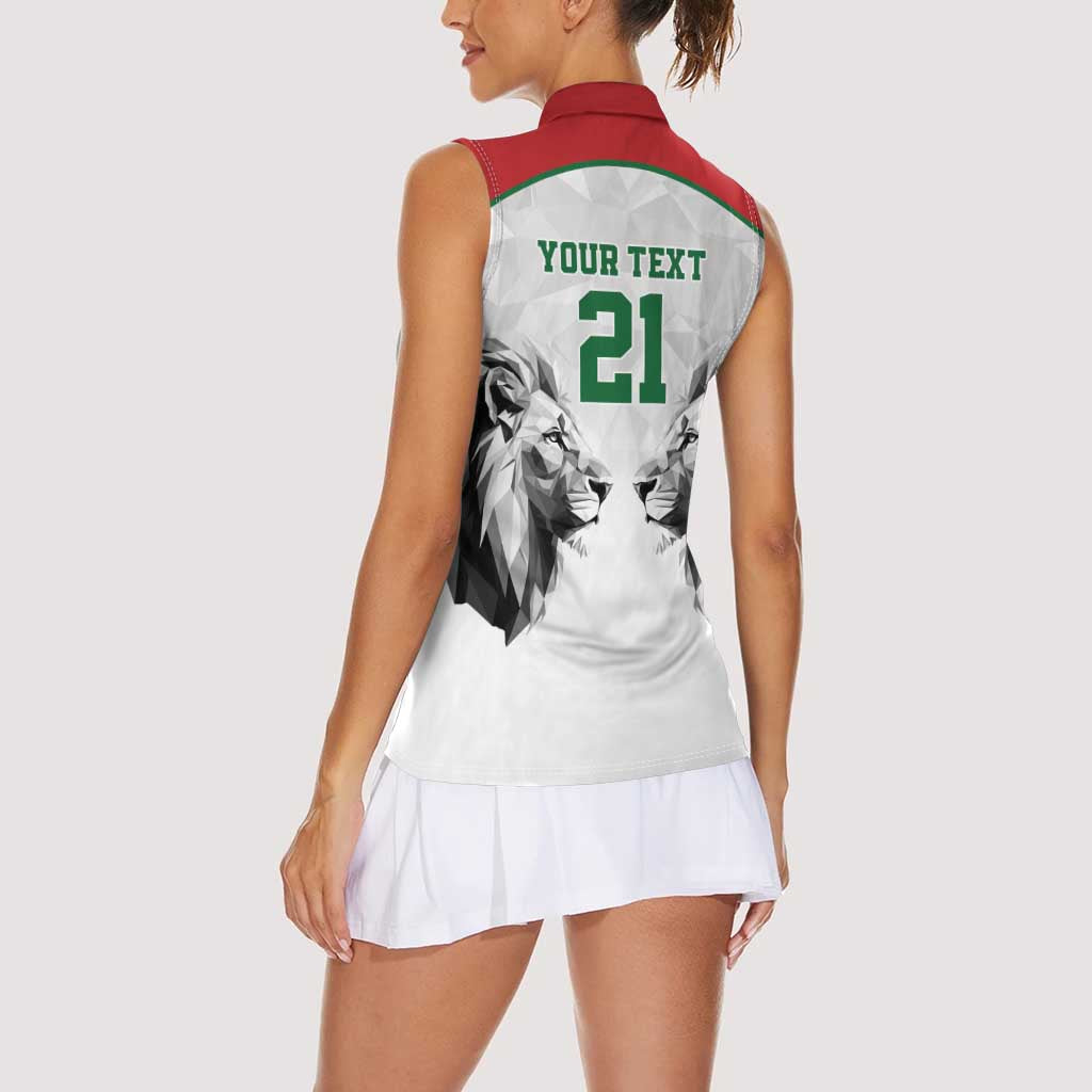 Kenya Rugby Custom Women Sleeveless Polo Shirt White Kenyan 22-23 Motif - Wonder Print Shop