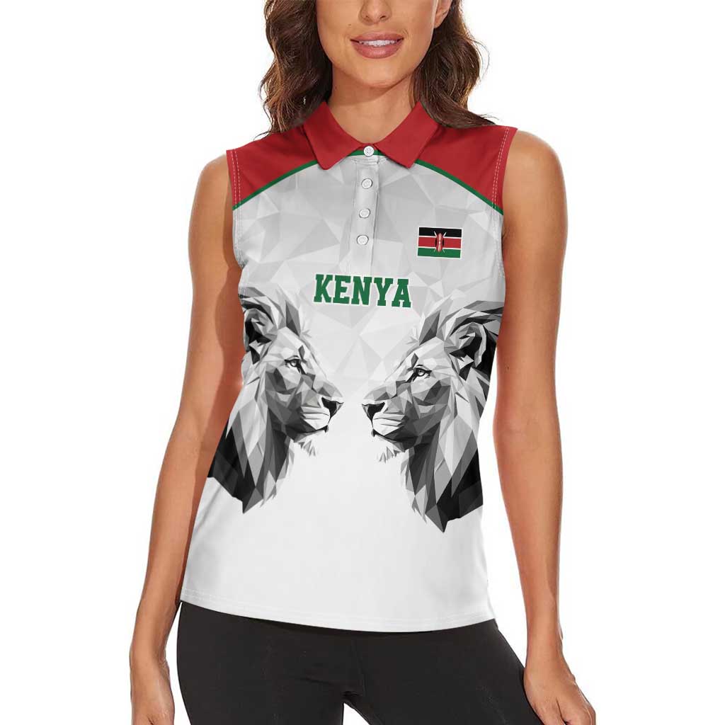 Kenya Rugby Custom Women Sleeveless Polo Shirt White Kenyan 22-23 Motif - Wonder Print Shop