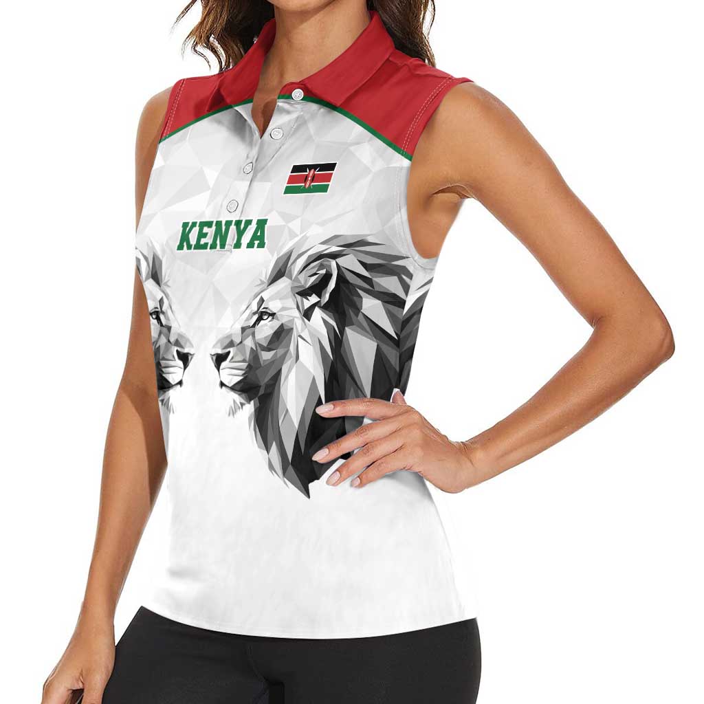 Kenya Rugby Custom Women Sleeveless Polo Shirt White Kenyan 22-23 Motif - Wonder Print Shop