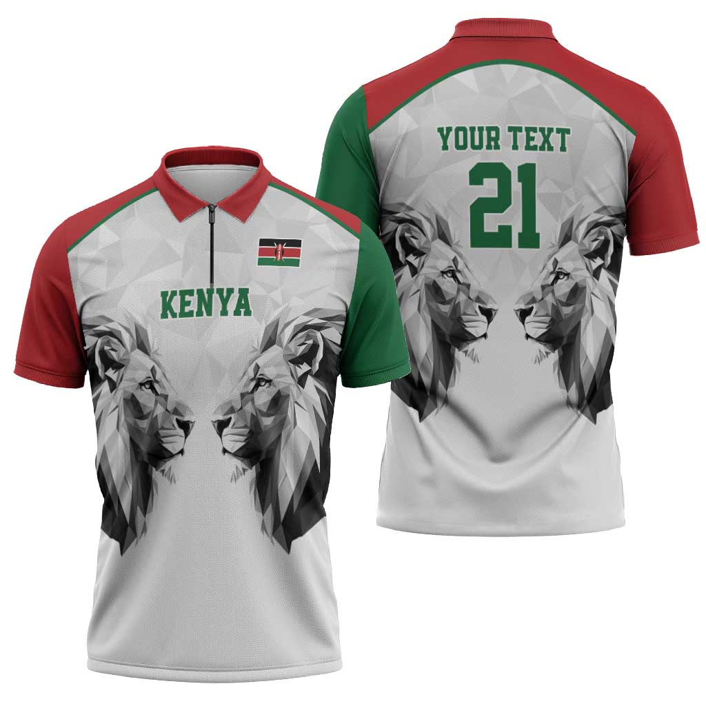 Kenya Rugby Custom Zipper Polo Shirt White Kenyan 22-23 Motif - Wonder Print Shop