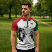 Kenya Rugby Custom Zipper Polo Shirt White Kenyan 22-23 Motif - Wonder Print Shop