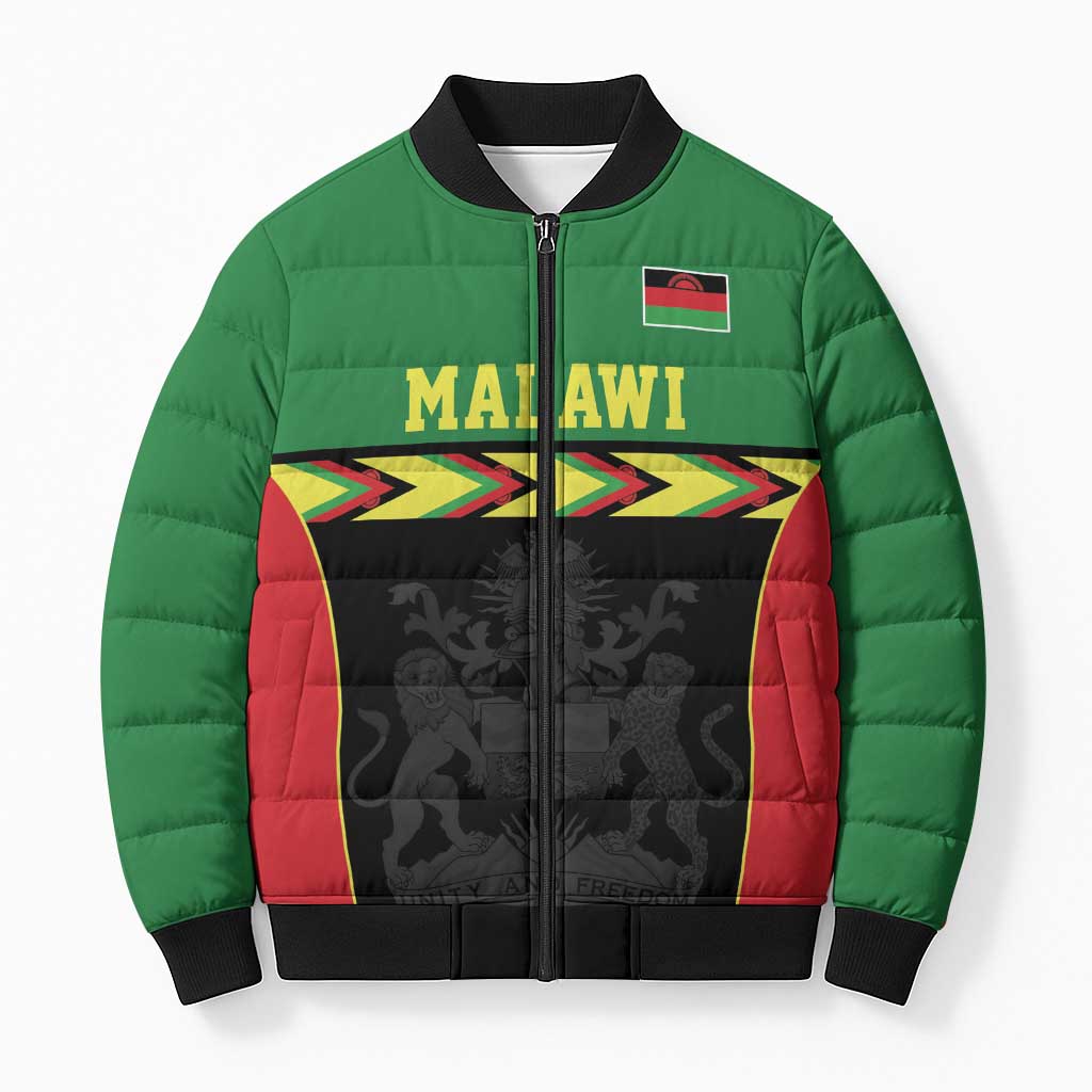 Malawi Cricket Custom Bomber Puffer Jacket Malawi Chevron Pattern - Wonder Print Shop
