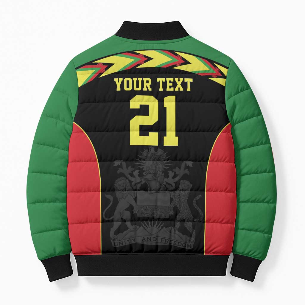 Malawi Cricket Custom Bomber Puffer Jacket Malawi Chevron Pattern - Wonder Print Shop