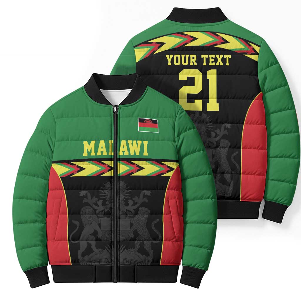Malawi Cricket Custom Bomber Puffer Jacket Malawi Chevron Pattern - Wonder Print Shop