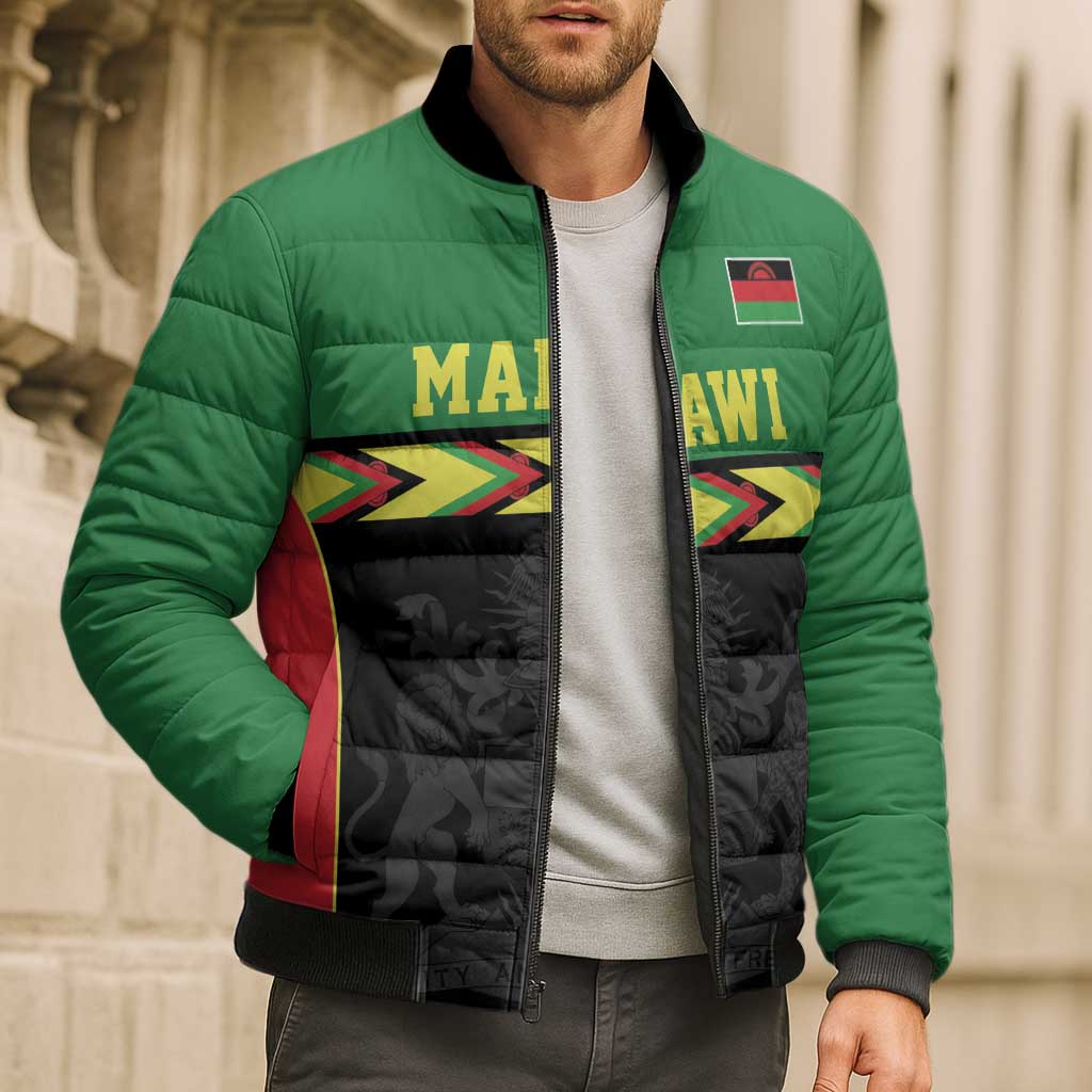 Malawi Cricket Custom Bomber Puffer Jacket Malawi Chevron Pattern - Wonder Print Shop