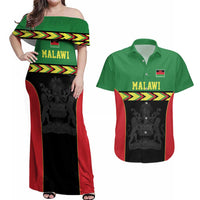 Malawi Cricket Custom Couples Matching Off Shoulder Maxi Dress and Hawaiian Shirt Malawi Chevron Pattern - Wonder Print Shop