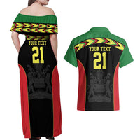 Malawi Cricket Custom Couples Matching Off Shoulder Maxi Dress and Hawaiian Shirt Malawi Chevron Pattern - Wonder Print Shop