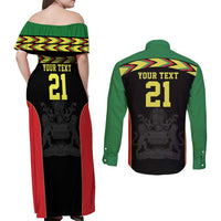 Malawi Cricket Custom Couples Matching Off Shoulder Maxi Dress and Long Sleeve Button Shirt Malawi Chevron Pattern - Wonder Print Shop