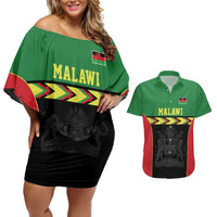Malawi Cricket Custom Couples Matching Off Shoulder Short Dress and Hawaiian Shirt Malawi Chevron Pattern - Wonder Print Shop