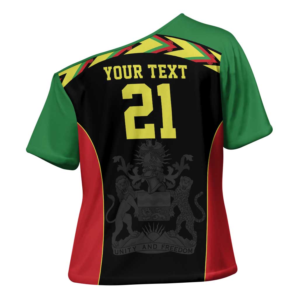 Malawi Cricket Custom Cross Shoulder Shirt Malawi Chevron Pattern - Wonder Print Shop