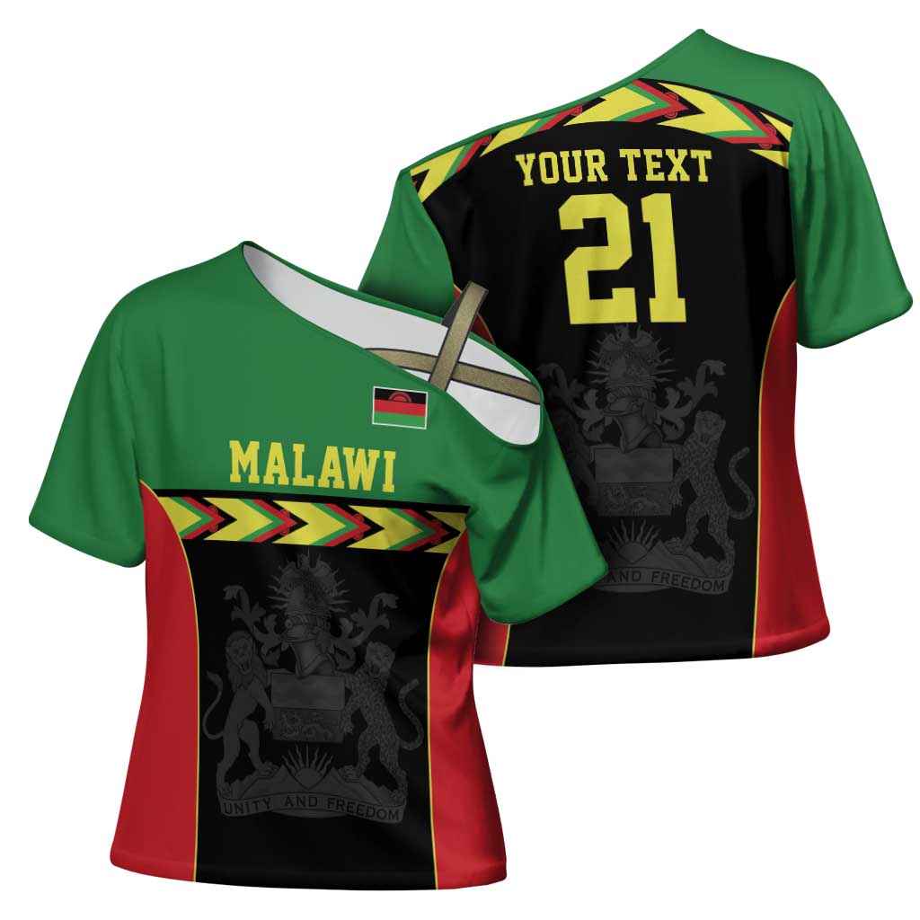 Malawi Cricket Custom Cross Shoulder Shirt Malawi Chevron Pattern - Wonder Print Shop