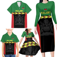 Malawi Cricket Custom Family Matching Long Sleeve Bodycon Dress and Hawaiian Shirt Malawi Chevron Pattern - Wonder Print Shop