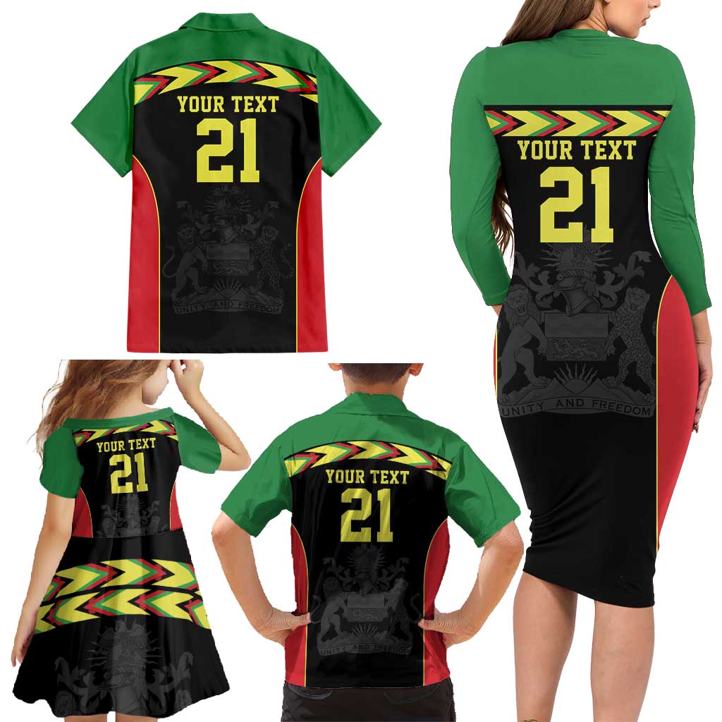 Malawi Cricket Custom Family Matching Long Sleeve Bodycon Dress and Hawaiian Shirt Malawi Chevron Pattern - Wonder Print Shop