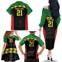 Malawi Cricket Custom Family Matching Off The Shoulder Long Sleeve Dress and Hawaiian Shirt Malawi Chevron Pattern - Wonder Print Shop