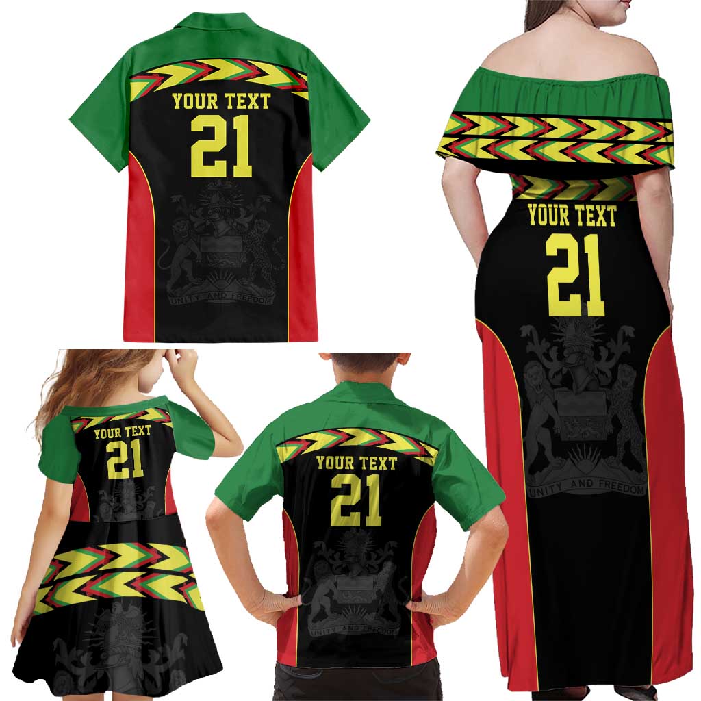 Malawi Cricket Custom Family Matching Off Shoulder Maxi Dress and Hawaiian Shirt Malawi Chevron Pattern - Wonder Print Shop
