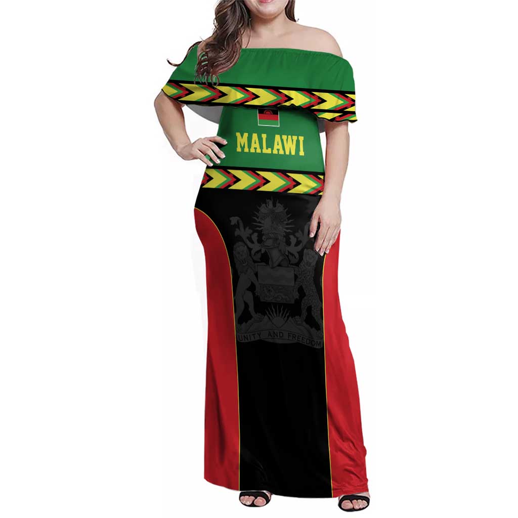 Malawi Cricket Custom Family Matching Off Shoulder Maxi Dress and Hawaiian Shirt Malawi Chevron Pattern - Wonder Print Shop
