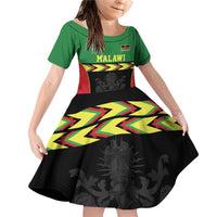 Malawi Cricket Custom Family Matching Off Shoulder Short Dress and Hawaiian Shirt Malawi Chevron Pattern - Wonder Print Shop