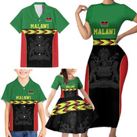Malawi Cricket Custom Family Matching Short Sleeve Bodycon Dress and Hawaiian Shirt Malawi Chevron Pattern - Wonder Print Shop
