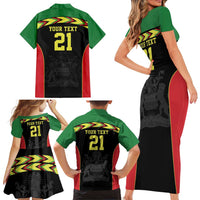 Malawi Cricket Custom Family Matching Short Sleeve Bodycon Dress and Hawaiian Shirt Malawi Chevron Pattern - Wonder Print Shop