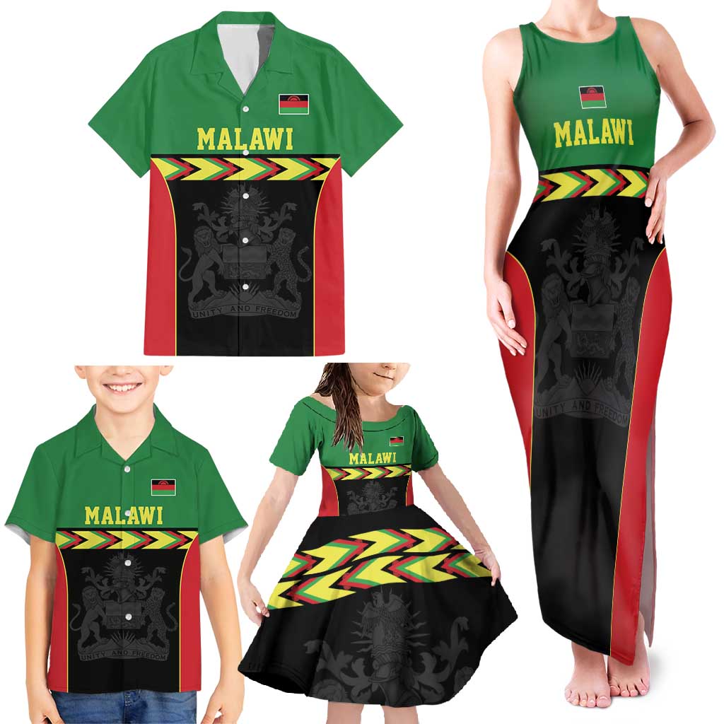 Malawi Cricket Custom Family Matching Tank Maxi Dress and Hawaiian Shirt Malawi Chevron Pattern - Wonder Print Shop