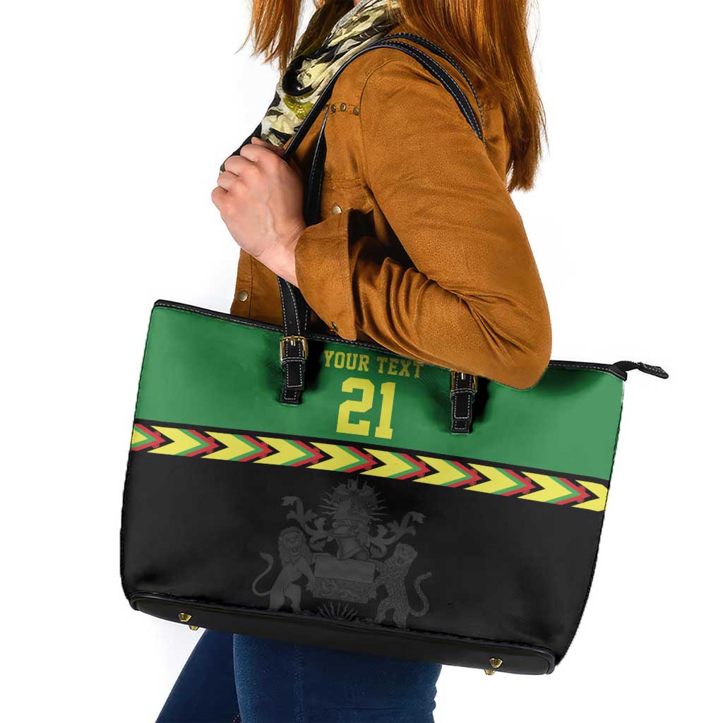 Malawi Cricket Custom Leather Tote Bag Malawi Chevron Pattern - Wonder Print Shop