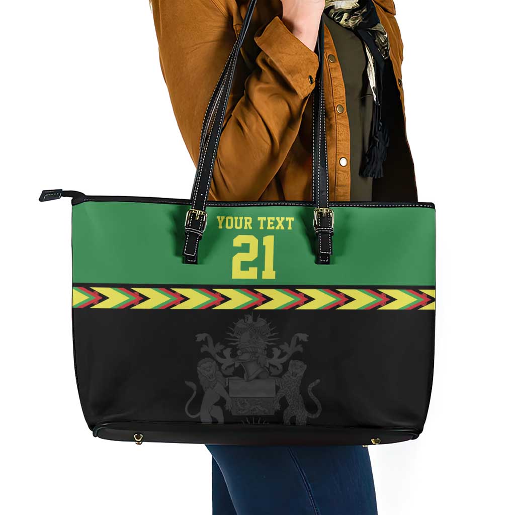 Malawi Cricket Custom Leather Tote Bag Malawi Chevron Pattern - Wonder Print Shop