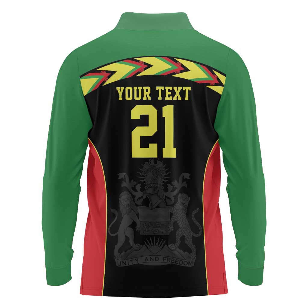 Malawi Cricket Custom Long Sleeve Polo Shirt Malawi Chevron Pattern - Wonder Print Shop