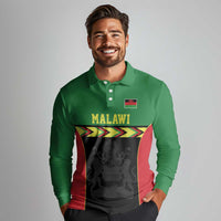 Malawi Cricket Custom Long Sleeve Polo Shirt Malawi Chevron Pattern - Wonder Print Shop