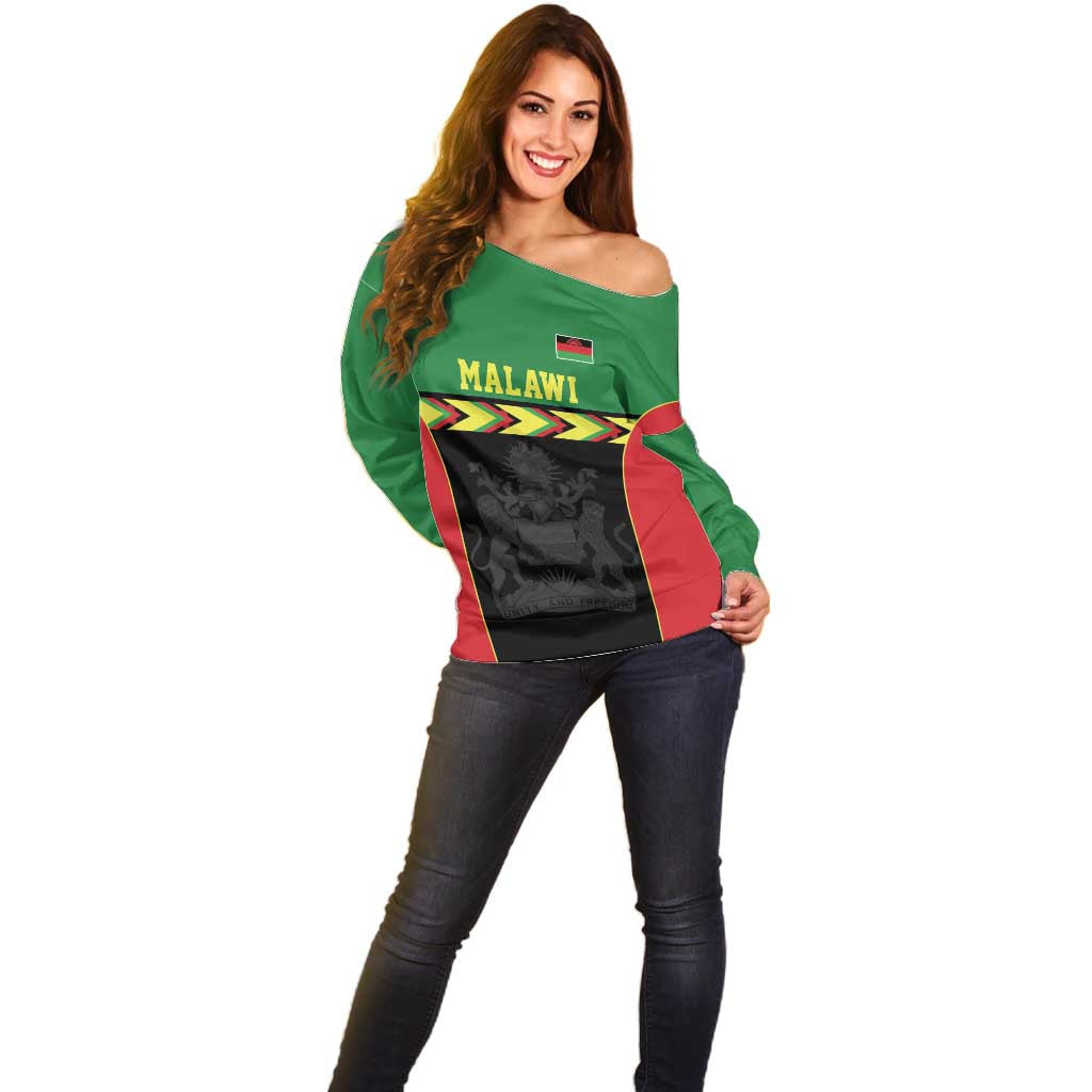 Malawi Cricket Custom Off Shoulder Sweater Malawi Chevron Pattern - Wonder Print Shop