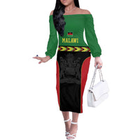 Malawi Cricket Custom Off The Shoulder Long Sleeve Dress Malawi Chevron Pattern - Wonder Print Shop