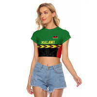 Malawi Cricket Custom Raglan Cropped T Shirt Malawi Chevron Pattern - Wonder Print Shop