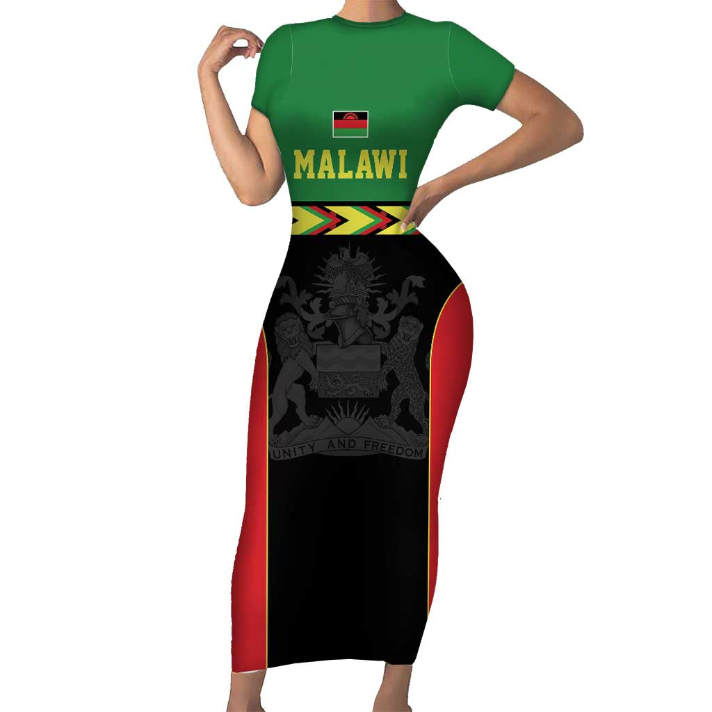 Malawi Cricket Custom Short Sleeve Bodycon Dress Malawi Chevron Pattern - Wonder Print Shop