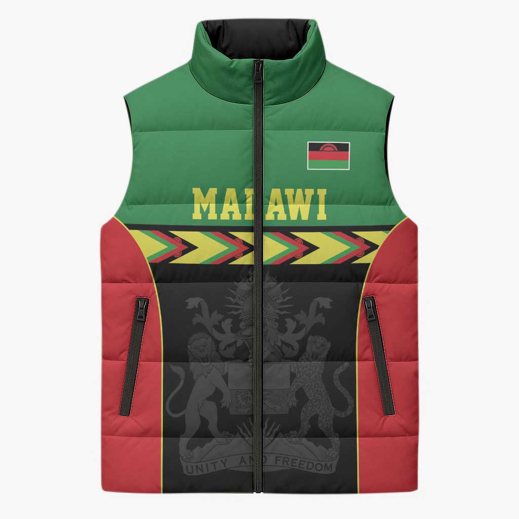 Malawi Cricket Custom Sleeveless Puffer Jacket Malawi Chevron Pattern - Wonder Print Shop