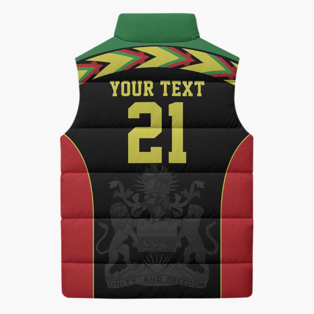 Malawi Cricket Custom Sleeveless Puffer Jacket Malawi Chevron Pattern - Wonder Print Shop
