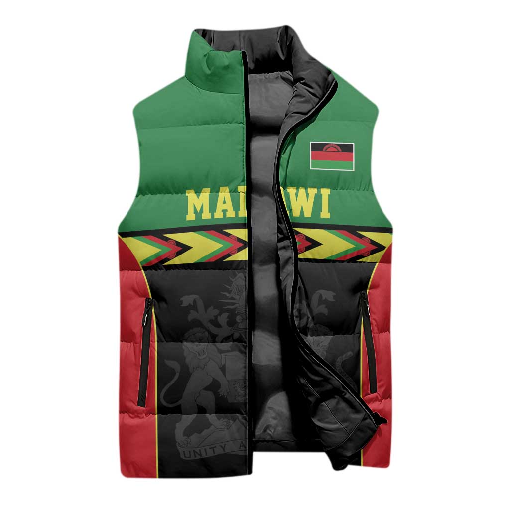 Malawi Cricket Custom Sleeveless Puffer Jacket Malawi Chevron Pattern - Wonder Print Shop