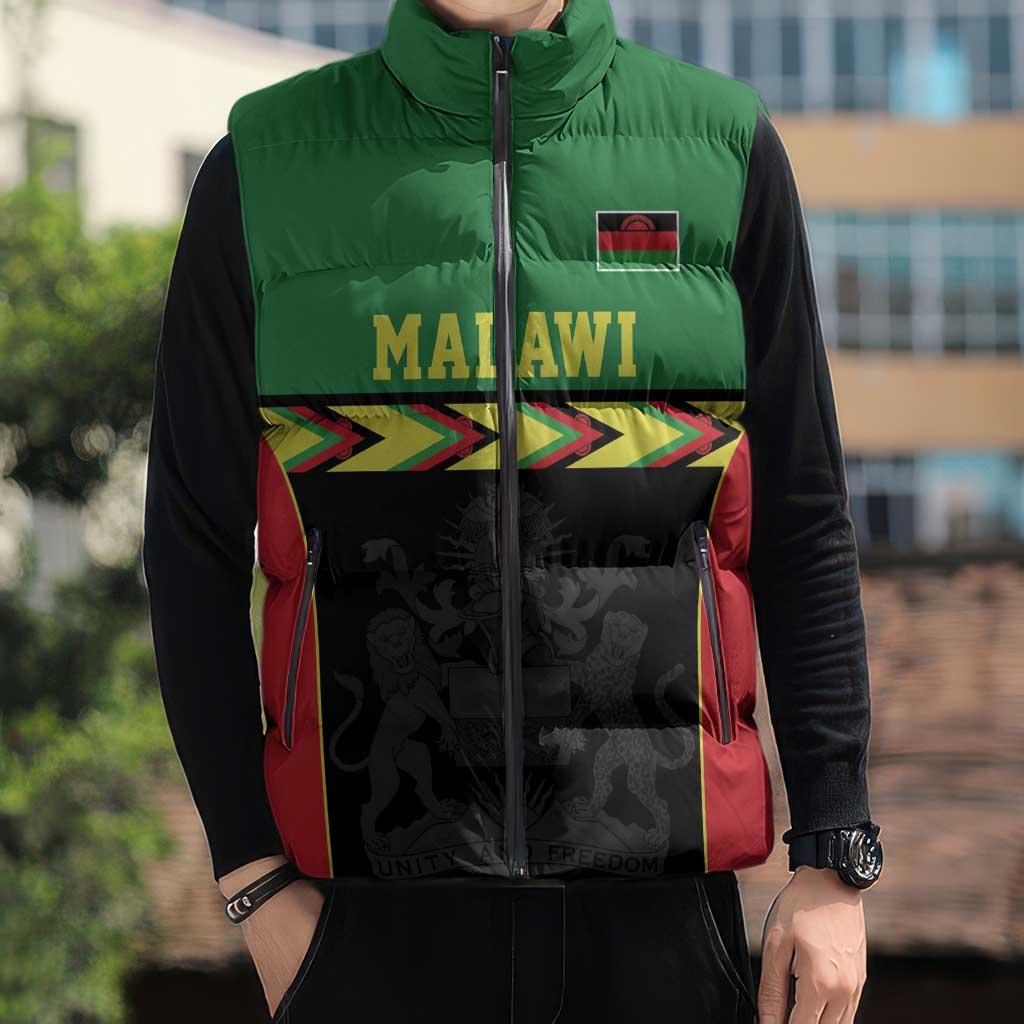 Malawi Cricket Custom Sleeveless Puffer Jacket Malawi Chevron Pattern - Wonder Print Shop