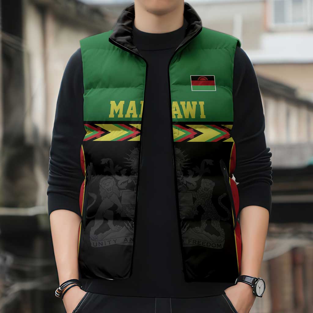 Malawi Cricket Custom Sleeveless Puffer Jacket Malawi Chevron Pattern - Wonder Print Shop