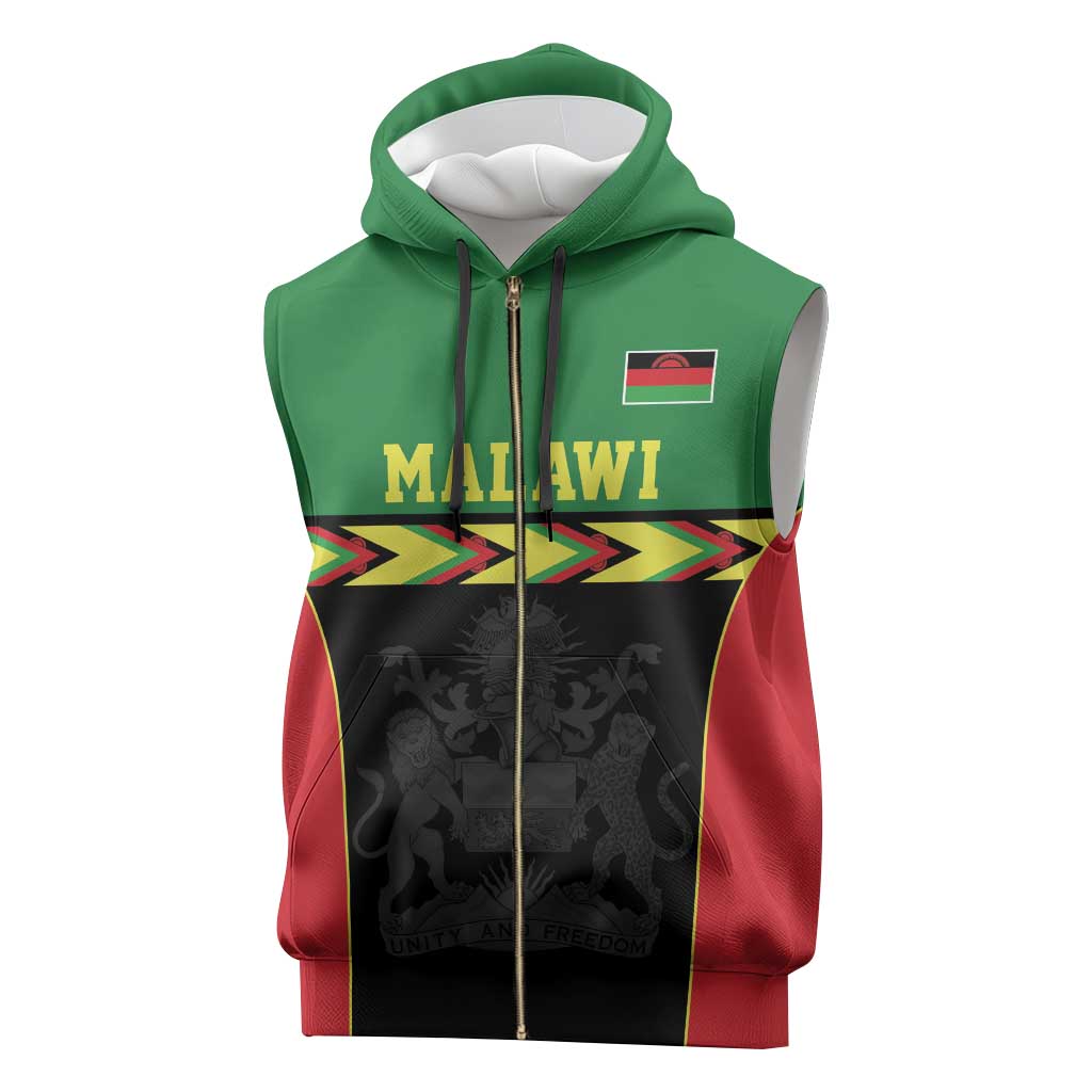 Malawi Cricket Custom Sleeveless Zip Hoodie Malawi Chevron Pattern - Wonder Print Shop
