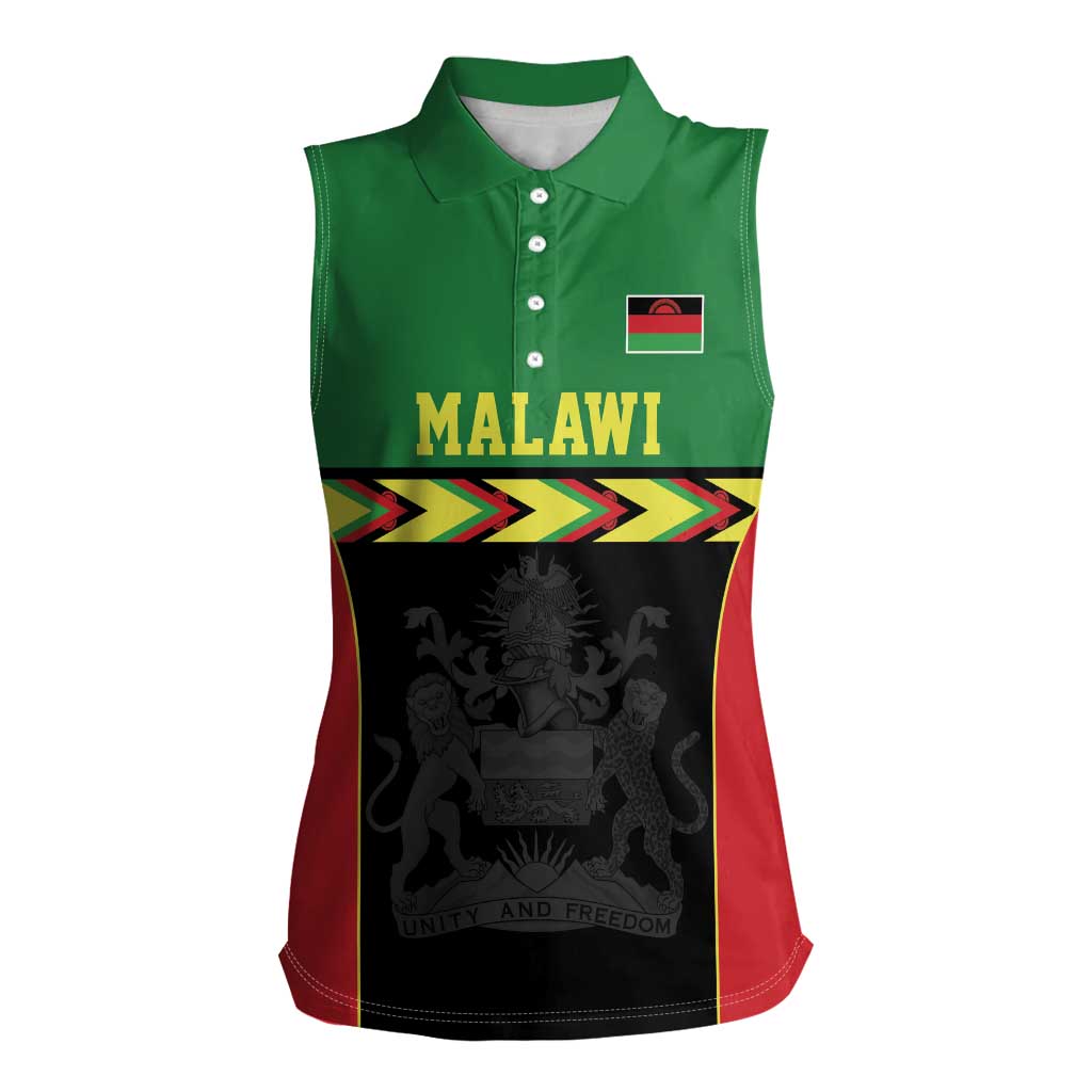 Malawi Cricket Custom Women Sleeveless Polo Shirt Malawi Chevron Pattern - Wonder Print Shop