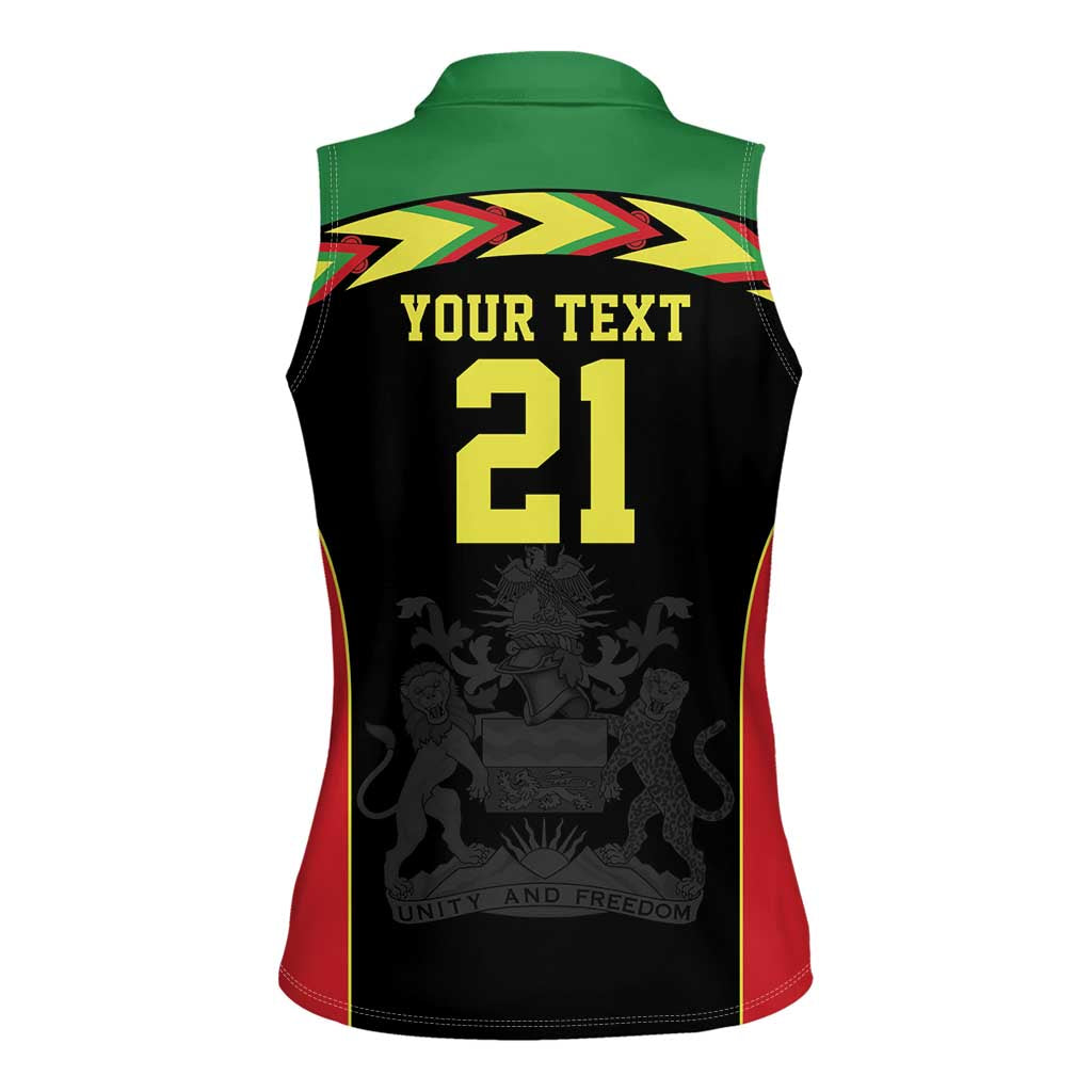 Malawi Cricket Custom Women Sleeveless Polo Shirt Malawi Chevron Pattern - Wonder Print Shop