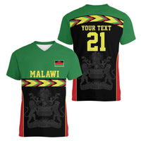 Malawi Cricket Custom Women V-Neck T-Shirt Malawi Chevron Pattern - Wonder Print Shop