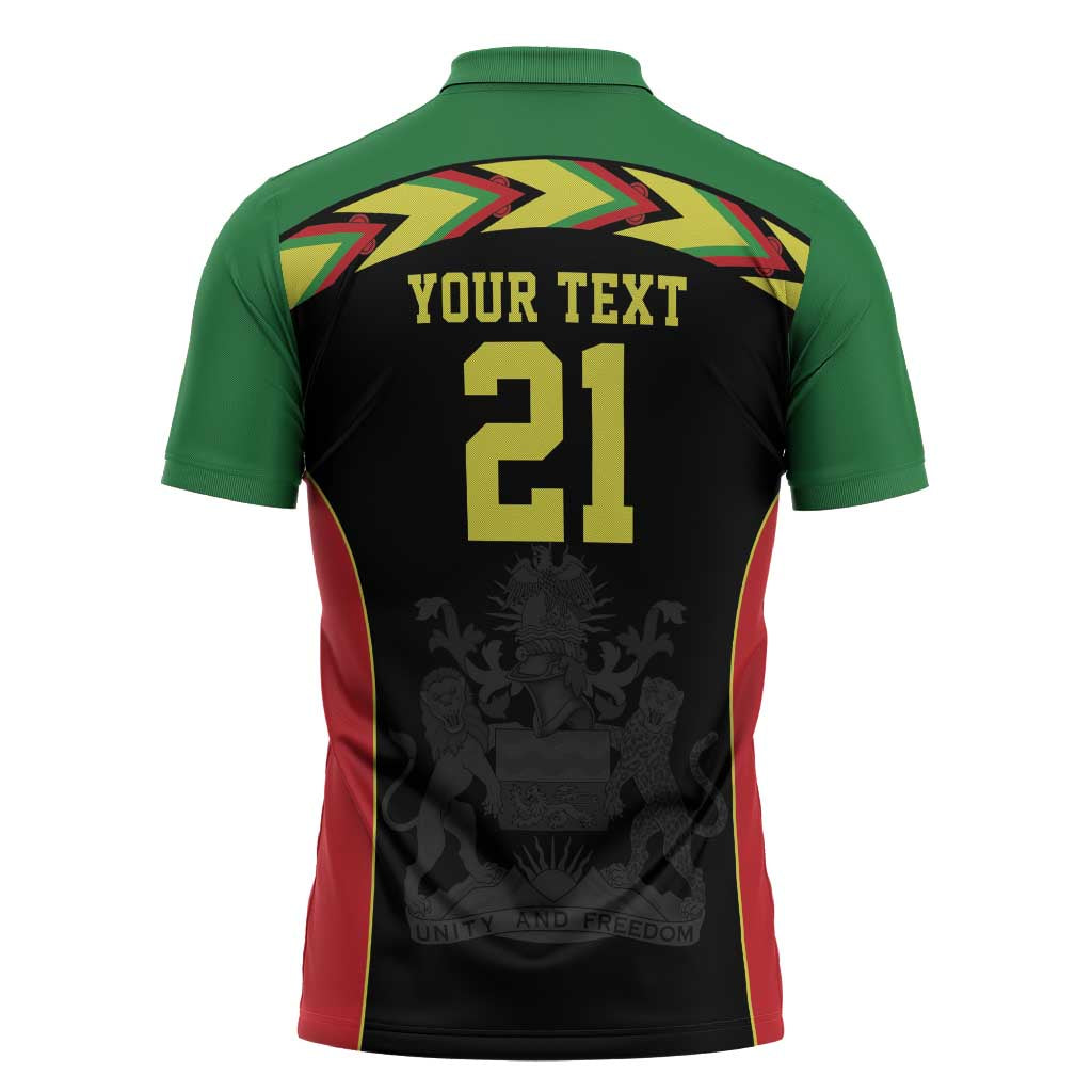 Malawi Cricket Custom Zipper Polo Shirt Malawi Chevron Pattern - Wonder Print Shop