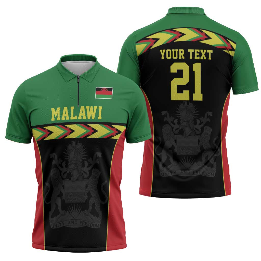 Malawi Cricket Custom Zipper Polo Shirt Malawi Chevron Pattern - Wonder Print Shop