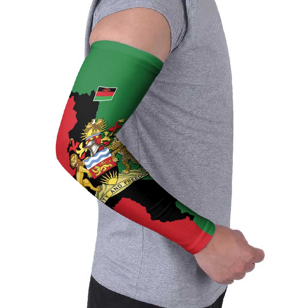 Malawi Flag Map Arm Sleeves Simple Malawi Emblem Coat of Arms - Wonder Print Shop