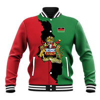Malawi Flag Map Baseball Jacket Simple Malawi Emblem Coat of Arms - Wonder Print Shop