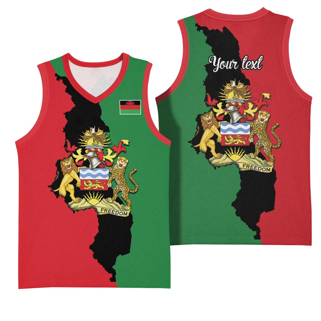 Malawi Flag Map Basketball Jersey Simple Malawi Emblem Coat of Arms - Wonder Print Shop