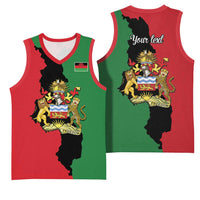 Malawi Flag Map Basketball Jersey Simple Malawi Emblem Coat of Arms - Wonder Print Shop
