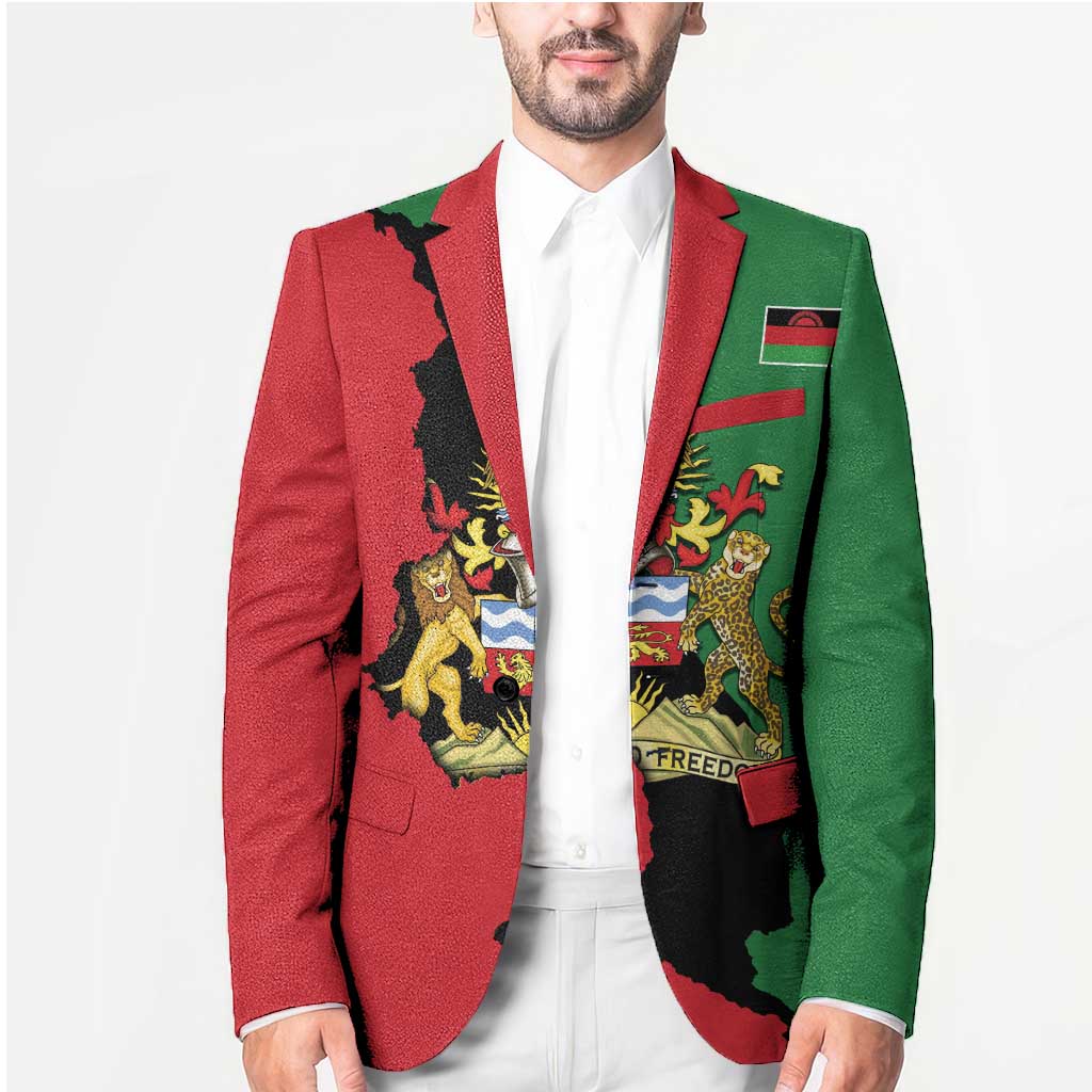 Malawi Flag Map Blazer Simple Malawi Emblem Coat of Arms - Wonder Print Shop